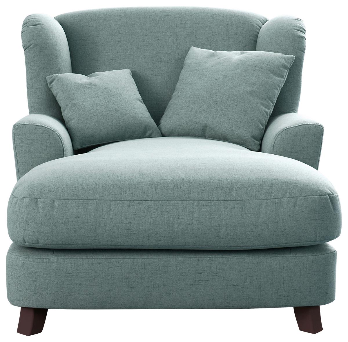 XXXL-Sessel Asado blau inkl. Zierkissen, B: 109 cm - Blau/Dunkelbraun, MODERN, Textil (109/104/145cm) - Sit & More