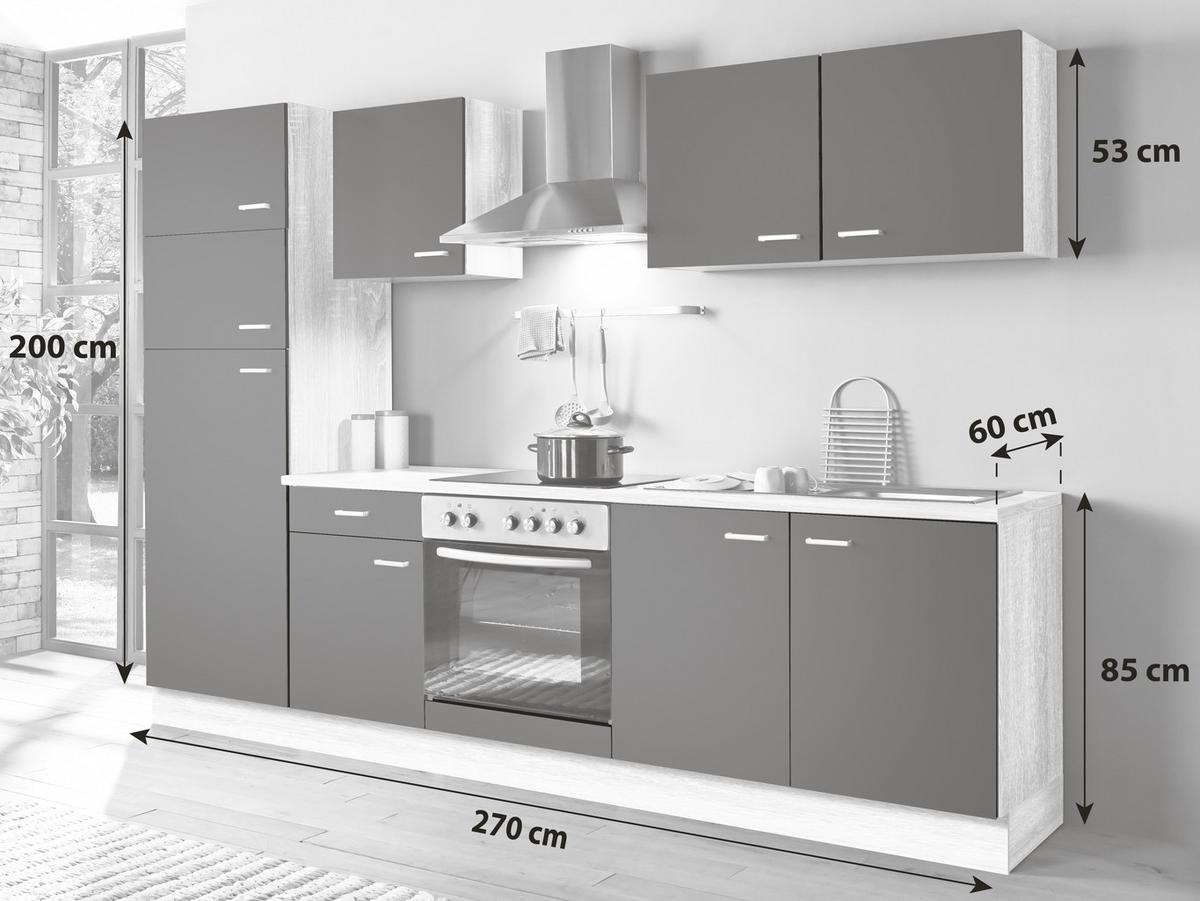 Küchenblock Classic Küchenblock - Weiß/Sonoma Eiche, KONVENTIONELL, Holzwerkstoff (270cm) - Menke