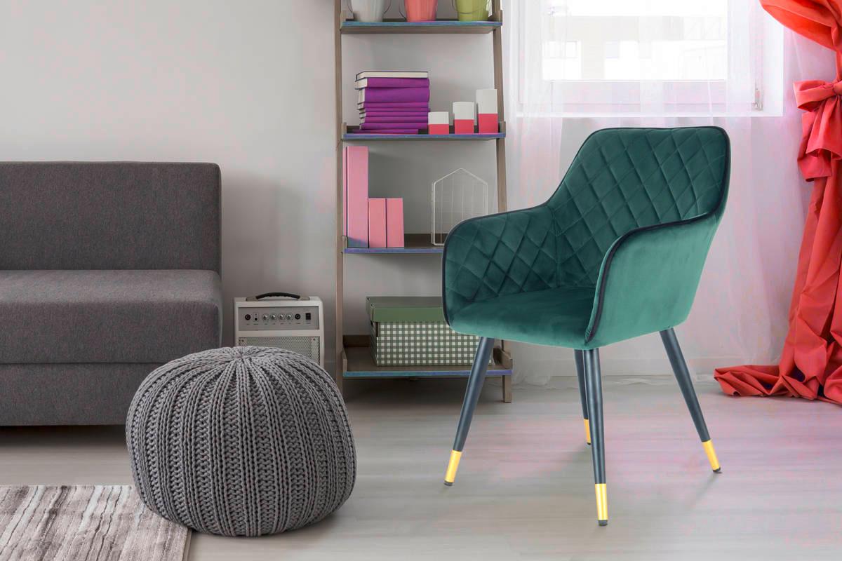STOLIČKA S PODRÚČKAMI KYBX8 - čierna/tmavozelená, Lifestyle, kov/plast (58,8/86/61cm) - Kayoom