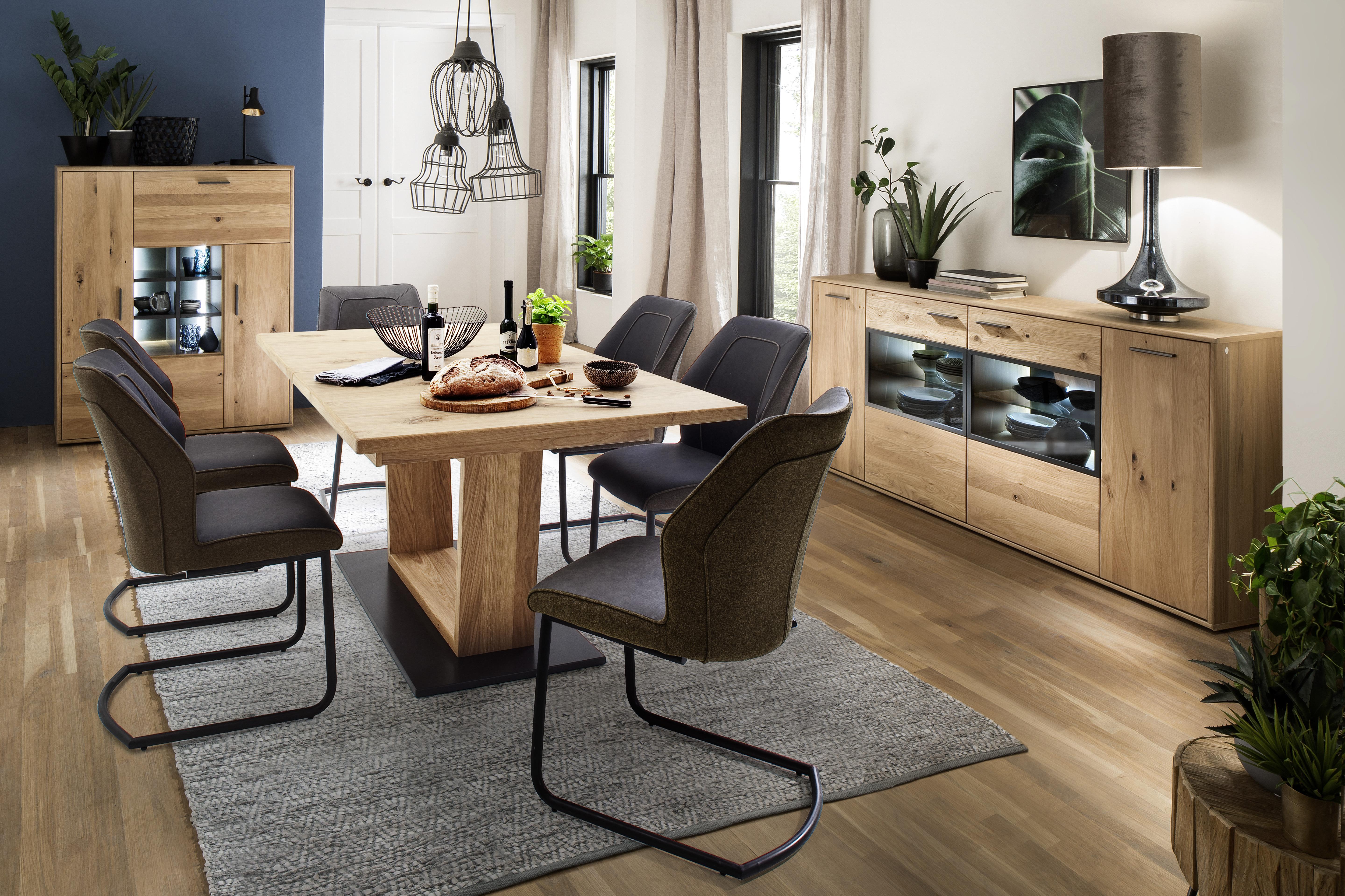 Esstisch ausziehbar Portland 180-280x100 cm Eichefarben - Eichefarben/Schwarz, Design, Holz/Holzwerkstoff (180-280/100/77cm) - Livetastic