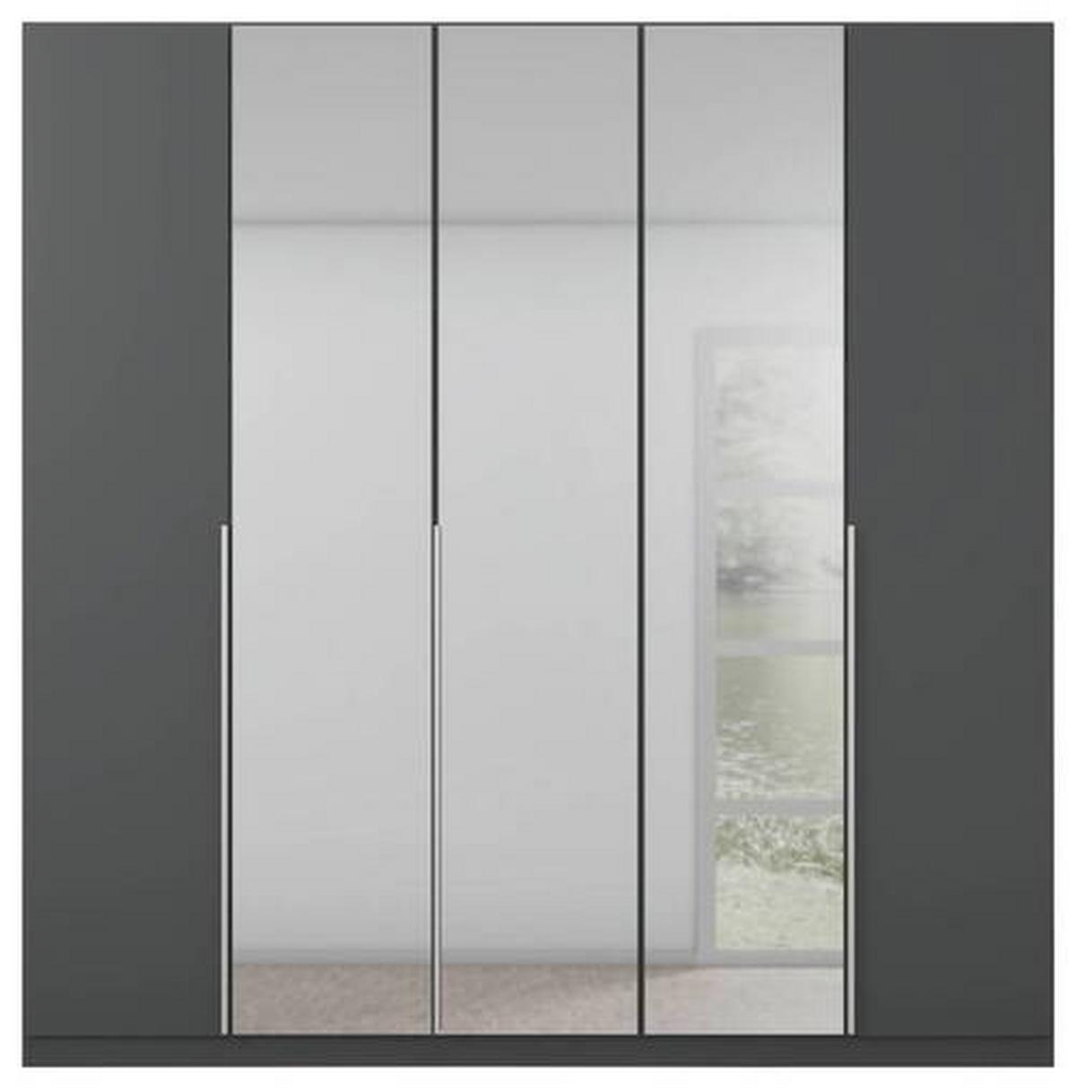 Drehtürenschrank Mit Spiegel B: 226 cm Alabama, Grau - Silberfarben/Grau, MODERN, Holzwerkstoff (226/229/54cm) - Rauch Möbel