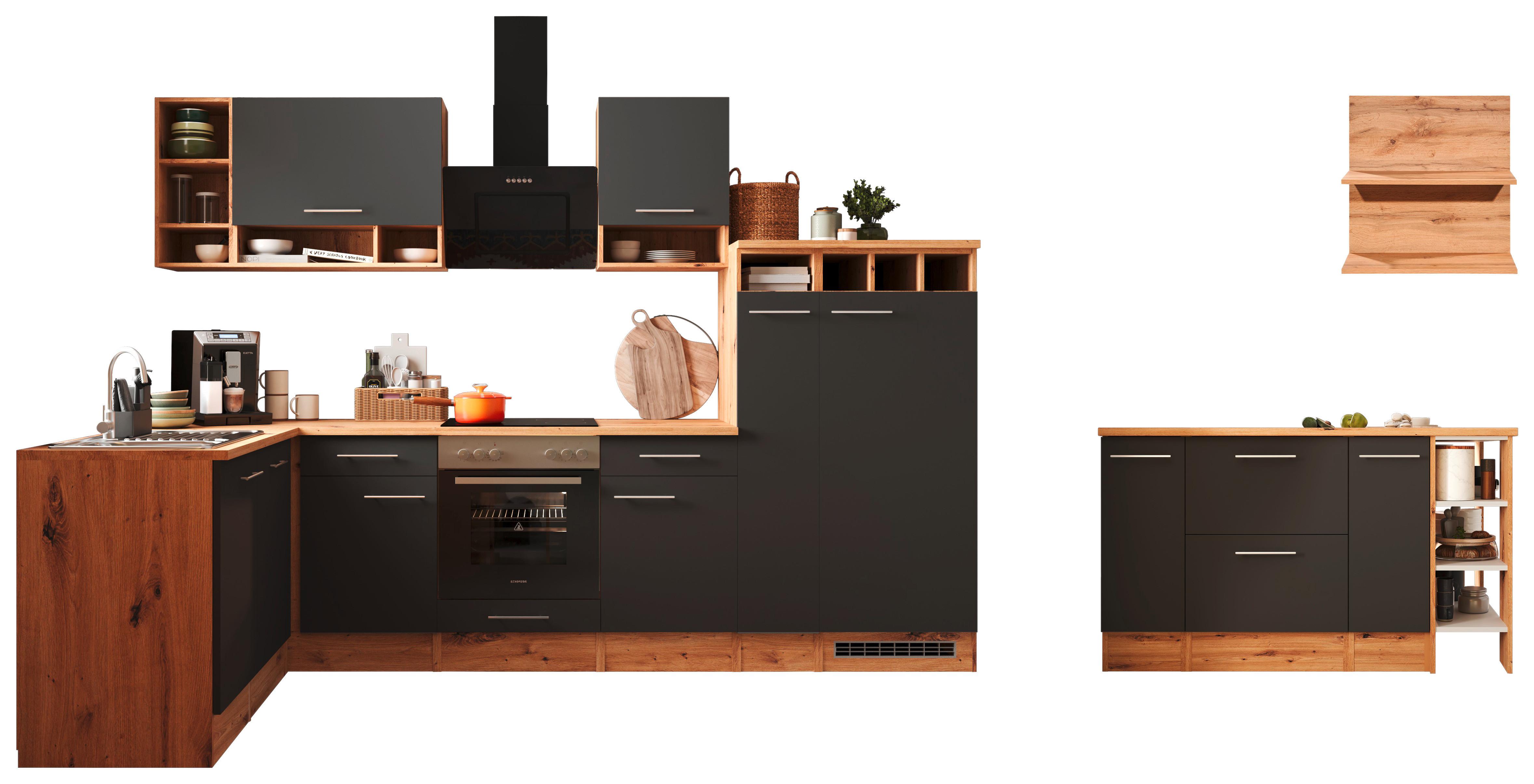Eckküche Hilde Winkelküche 310 cm - Wildeiche/Grau, Design, Holzwerkstoff (310/172cm) - Respekta