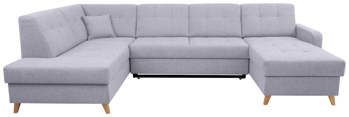 Sedacia súprava LARS U, ľavá, sivá - sivá/jadrový buk, Modern, drevo/textil (187/299/161cm)
