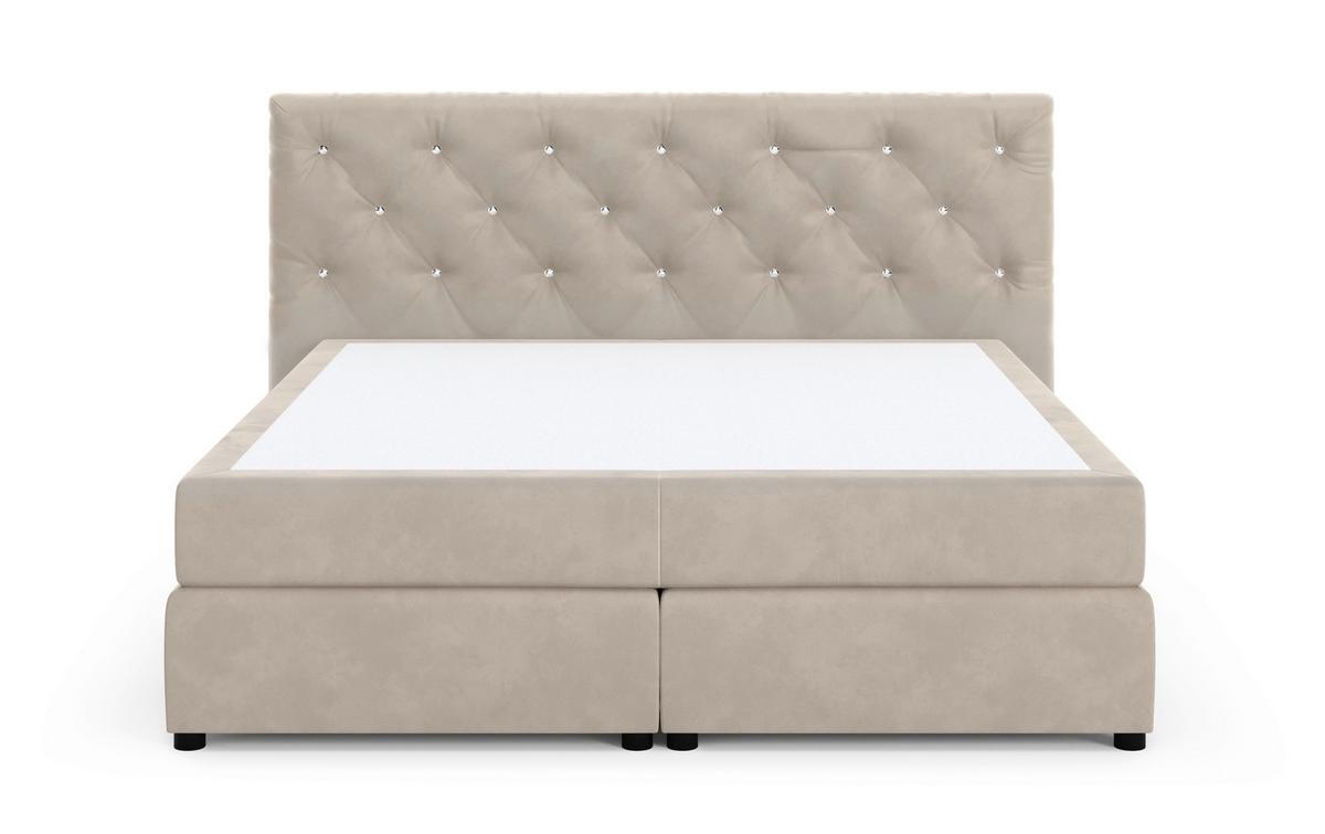 Boxspring-ágy Castle H4, 180/200cm - bézs, faalapú anyag/textil (180/200cm) - Livetastic