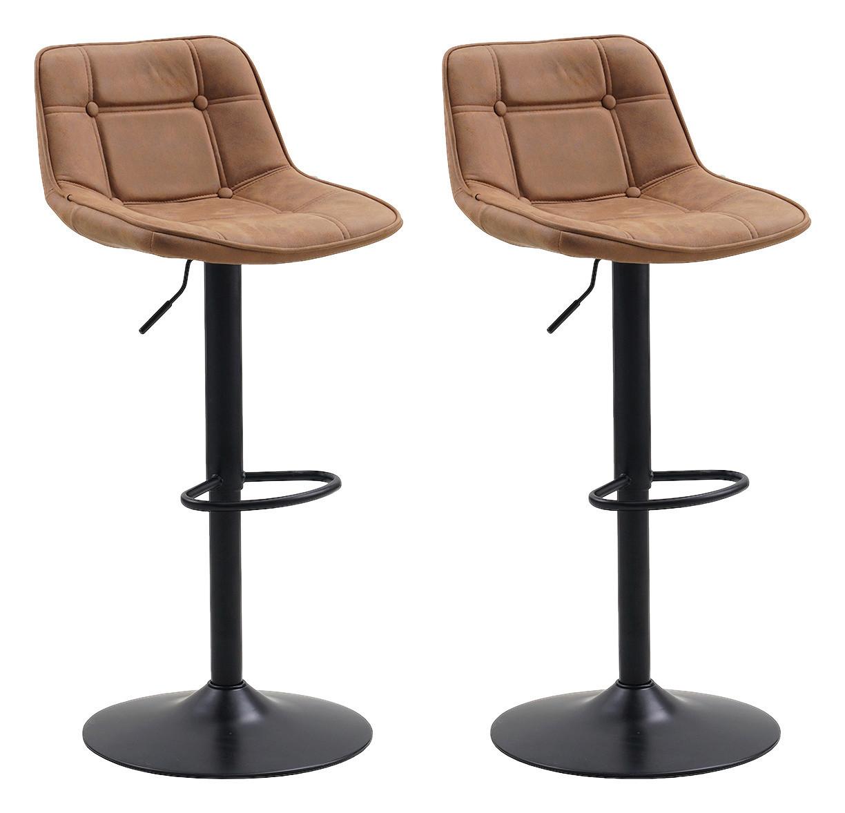 Barhocker-Set Ezra - Cognac/Schwarz, LIFESTYLE, Textil/Metall (49/87/43cm) - MID.YOU