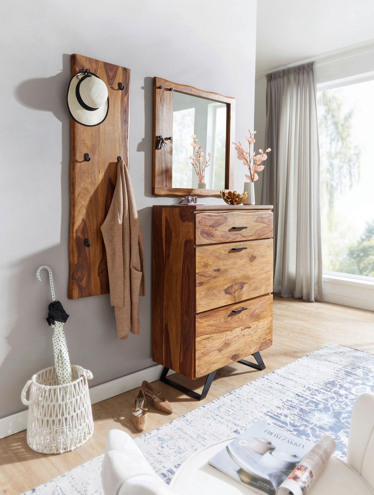 Wandgarderobe Wohnling Sheesham B: 40 cm - Sheeshamfarben, MODERN, Holz (40/140/7cm) - MID.YOU