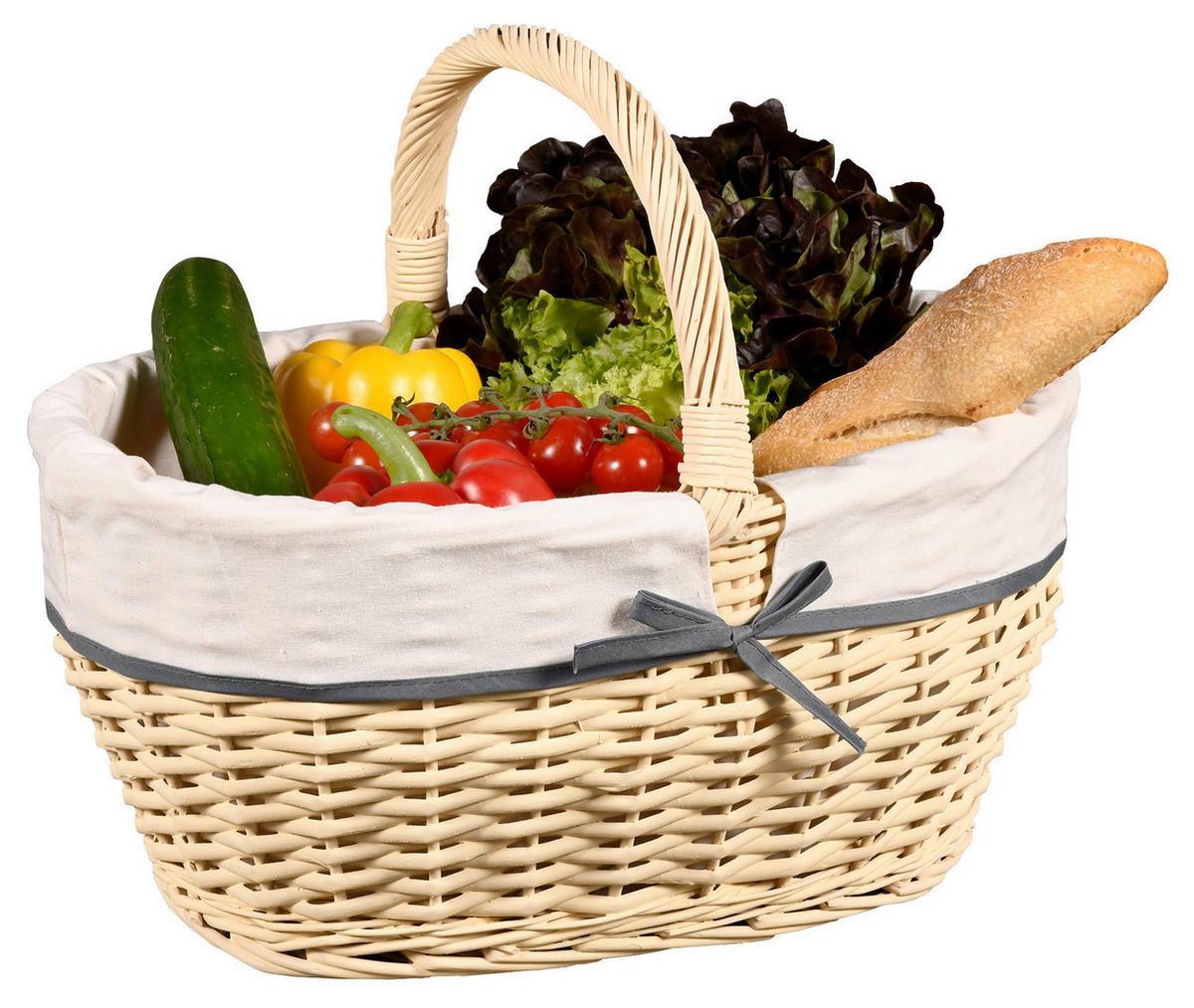 Einkaufskorb Weiss, mit Textilfutter - Weiß, Basics, Naturmaterialien/Textil (45/33/37cm) - Kesper