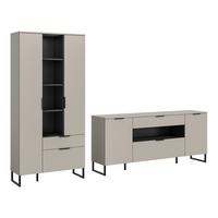Wohnwand Noida Kaschmirfarben /Schwarz B: 290cm - Kaschmir/Schwarz, Design, Holzwerkstoff (290/192/41cm) - Livetastic