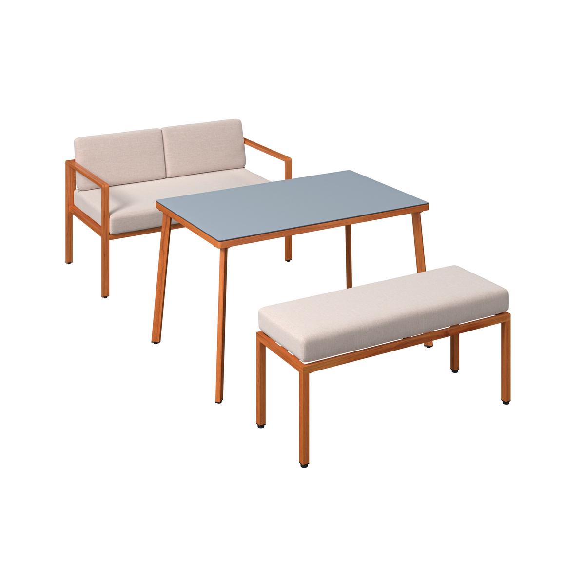 Loungegarnitur Göteborg - Dunkelgrau/Beige, MODERN, Glas/Textil - Beldano