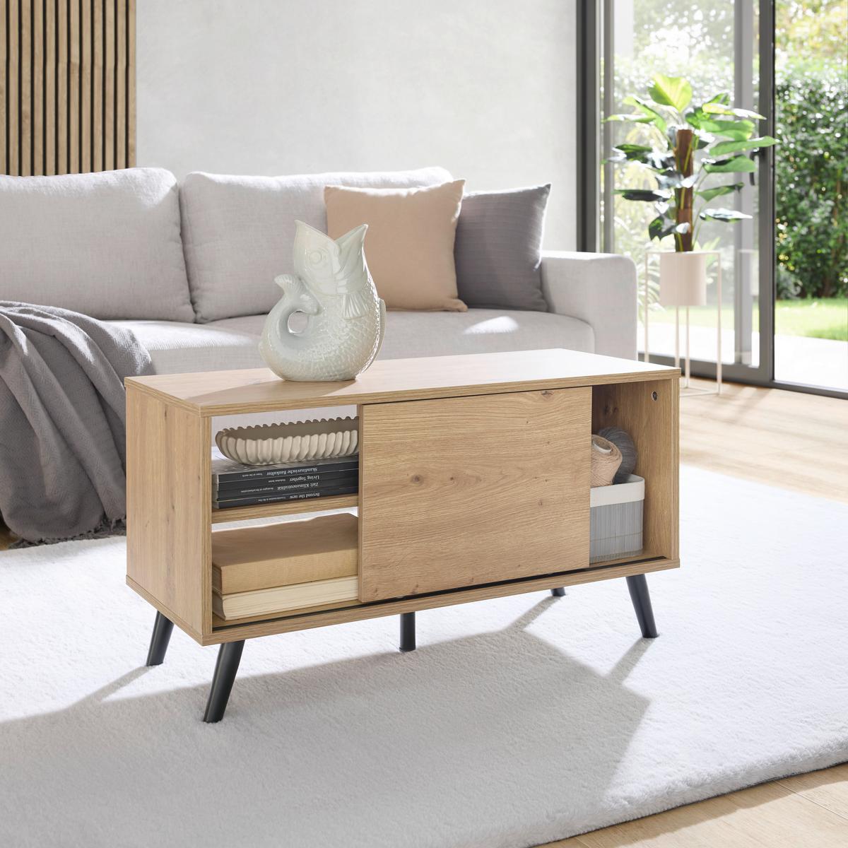 TV STOLÍK MOVE - čierna/dub artisan, Modern, kov/kompozitné drevo (80/46/35cm) - Based