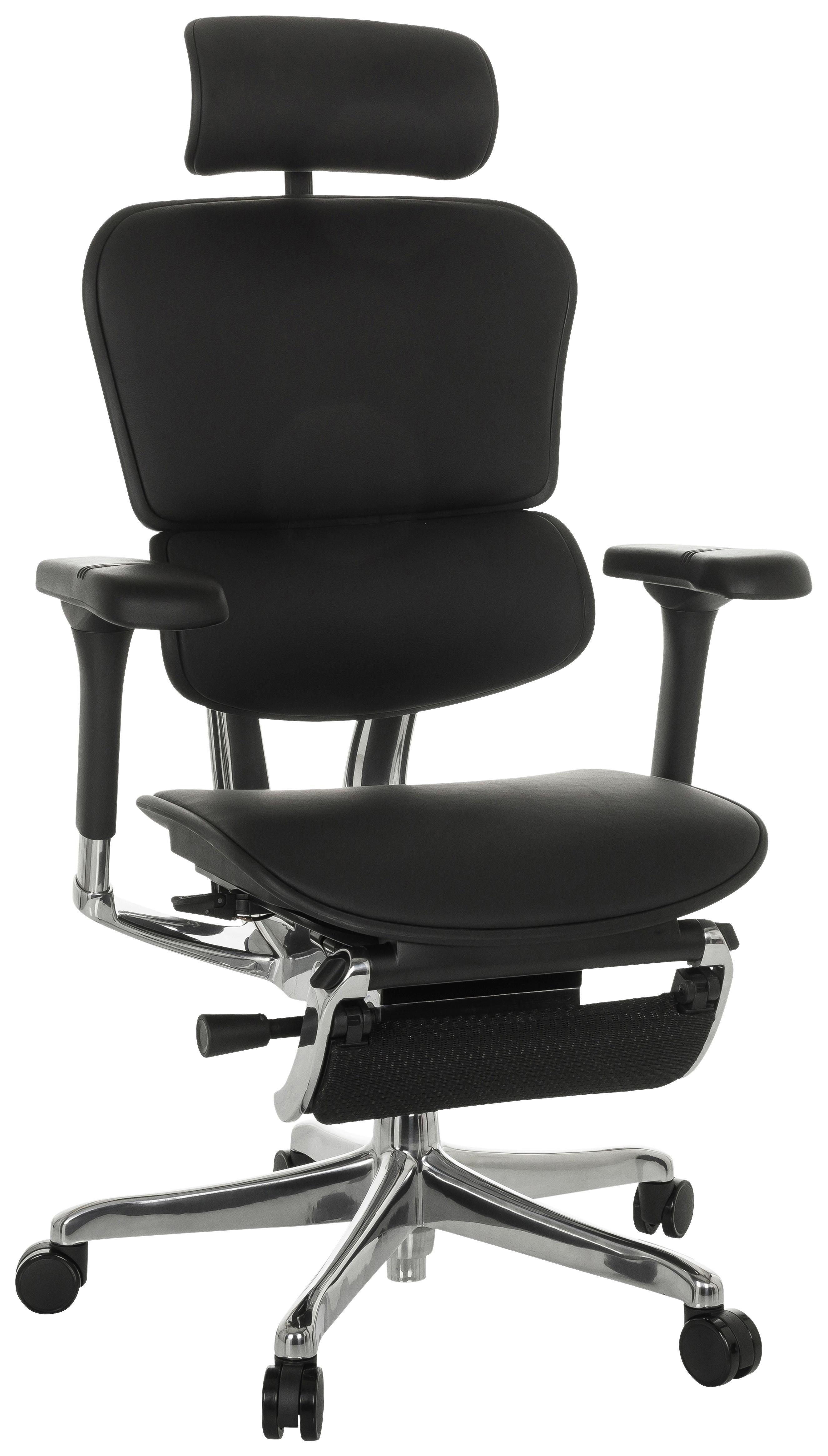 Drehstuhl Ergohuman Plus Schwarz B: 76 cm - Schwarz, MODERN, Leder/Kunststoff (76/119 - 138/64cm) - MID.YOU