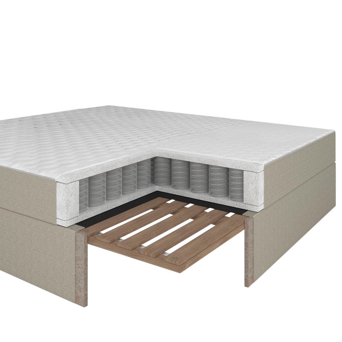 Boxspringová postel MARCO 180x200, béžová - černá/krémová, Moderní, dřevo/textil (180/200cm) - Bessagi
