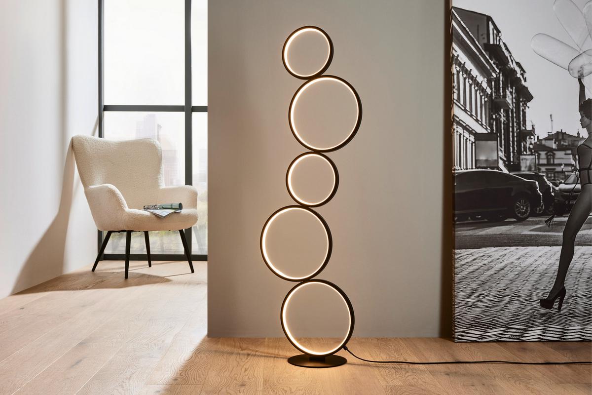 Stojací LED svítidlo Javier, 36 Watt - černá, Moderní, kov/plast (36/115cm) - Moltex
