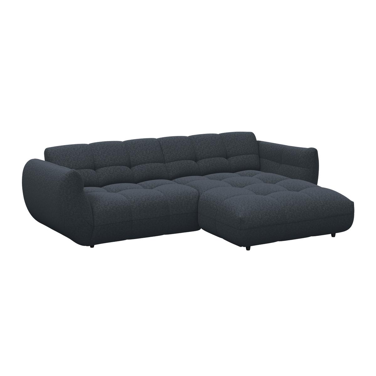 Ecksofa Panda Chenille dunkelblau, 280x178cm - Schwarz/Dunkelblau, Trend, Textil (280/178cm)