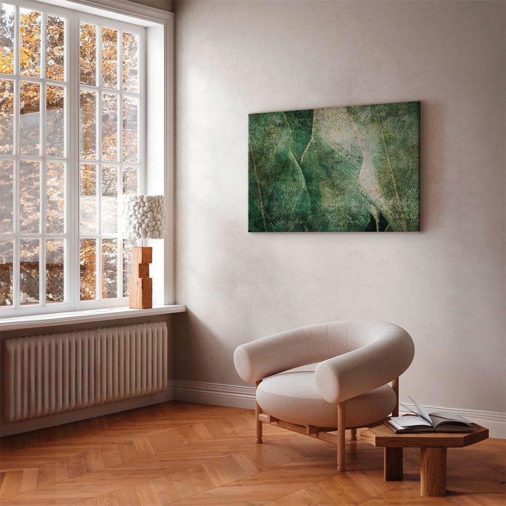 Leinwandbild B: 120 cm Smaragdgrün Greige B: 120 cm - Smaragdgrün/Greige, Basics, Holz/Textil (120/80/1,2cm) - artgeist