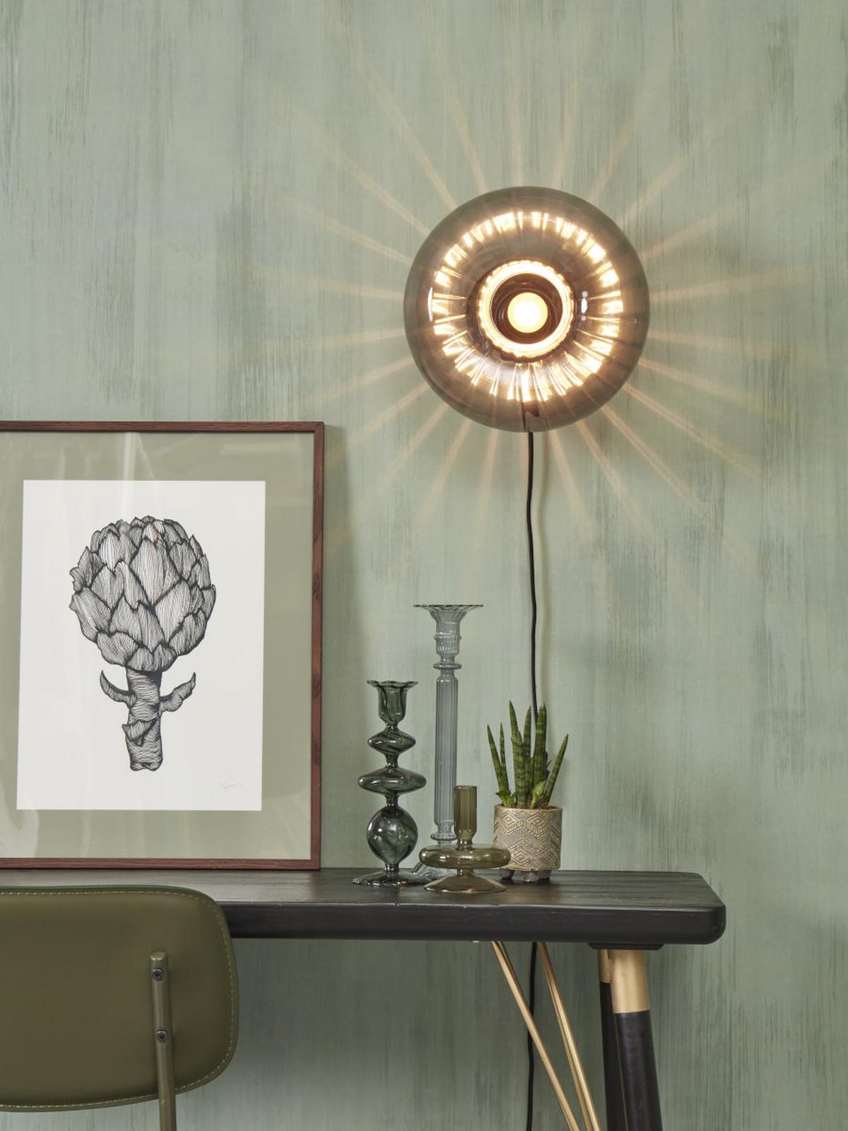 Wandleuchte Brussels 1-Flammig mit Schalter - Anthrazit/Goldfarben, Basics, Glas/Metall (28cm) - It's about Romi