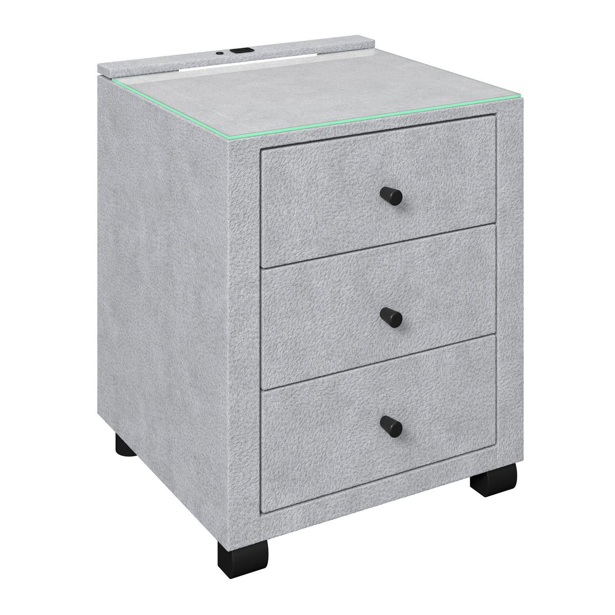 Nachtkästchen Elysia Hellgrau, B: 48cm - Hellgrau, Trend, Glas/Holz (48/68/45,5cm) - Luca Bessoni