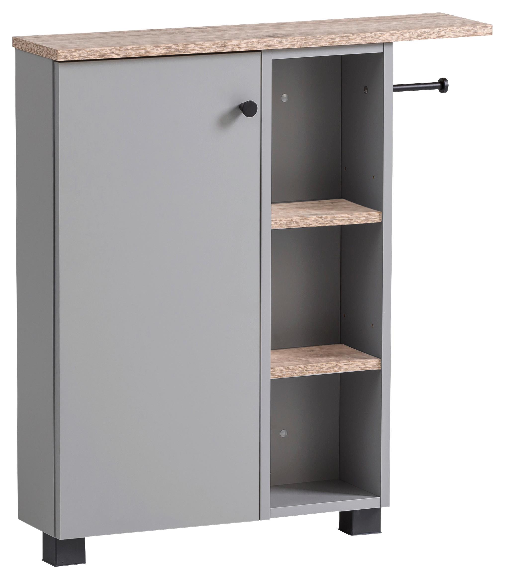 Unterschrank Balto - Wildeiche/Schwarz, MODERN, Holzwerkstoff (70,7/77/17cm) - MID.YOU