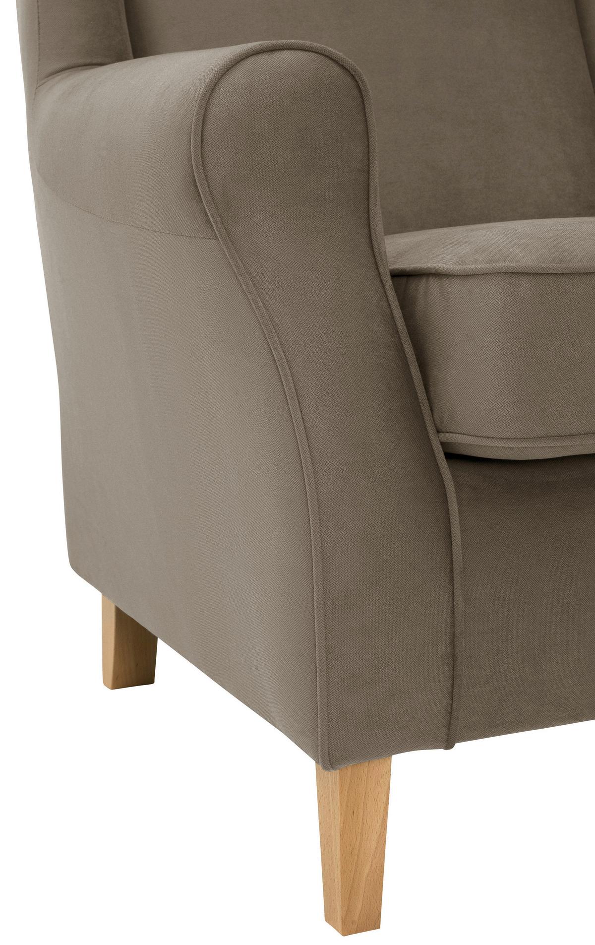 Ohrensessel mit Armlehnen Lorris Flachgewebe Hellbraun - Hellbraun/Eichefarben, KONVENTIONELL, Textil (77/103/86cm) - Max Winzer