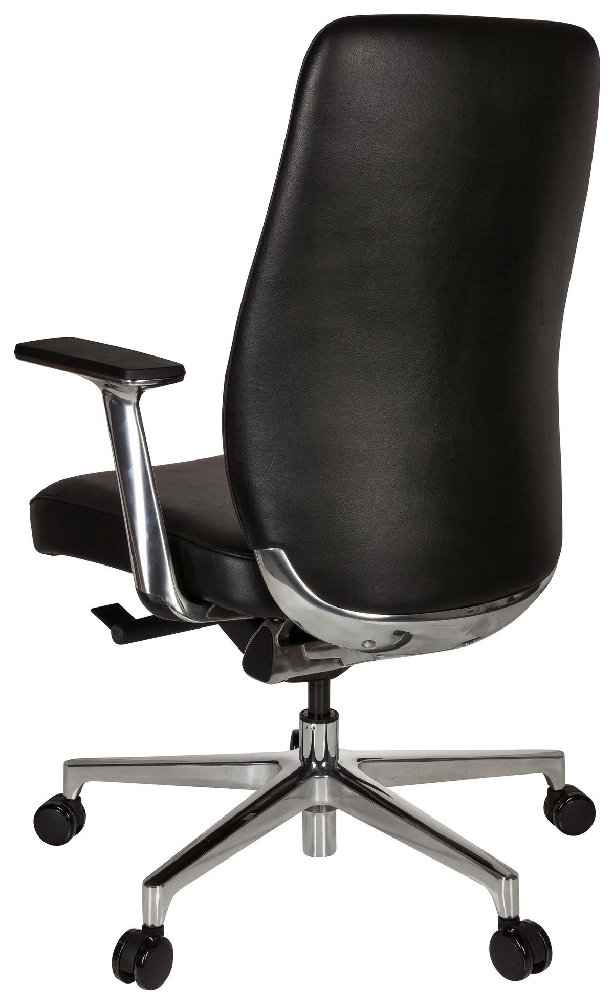 Chefsessel Vermont Schwarz Bis 120 Kg - Silberfarben/Schwarz, Basics, Leder/Kunststoff (67/110/60cm) - MID.YOU