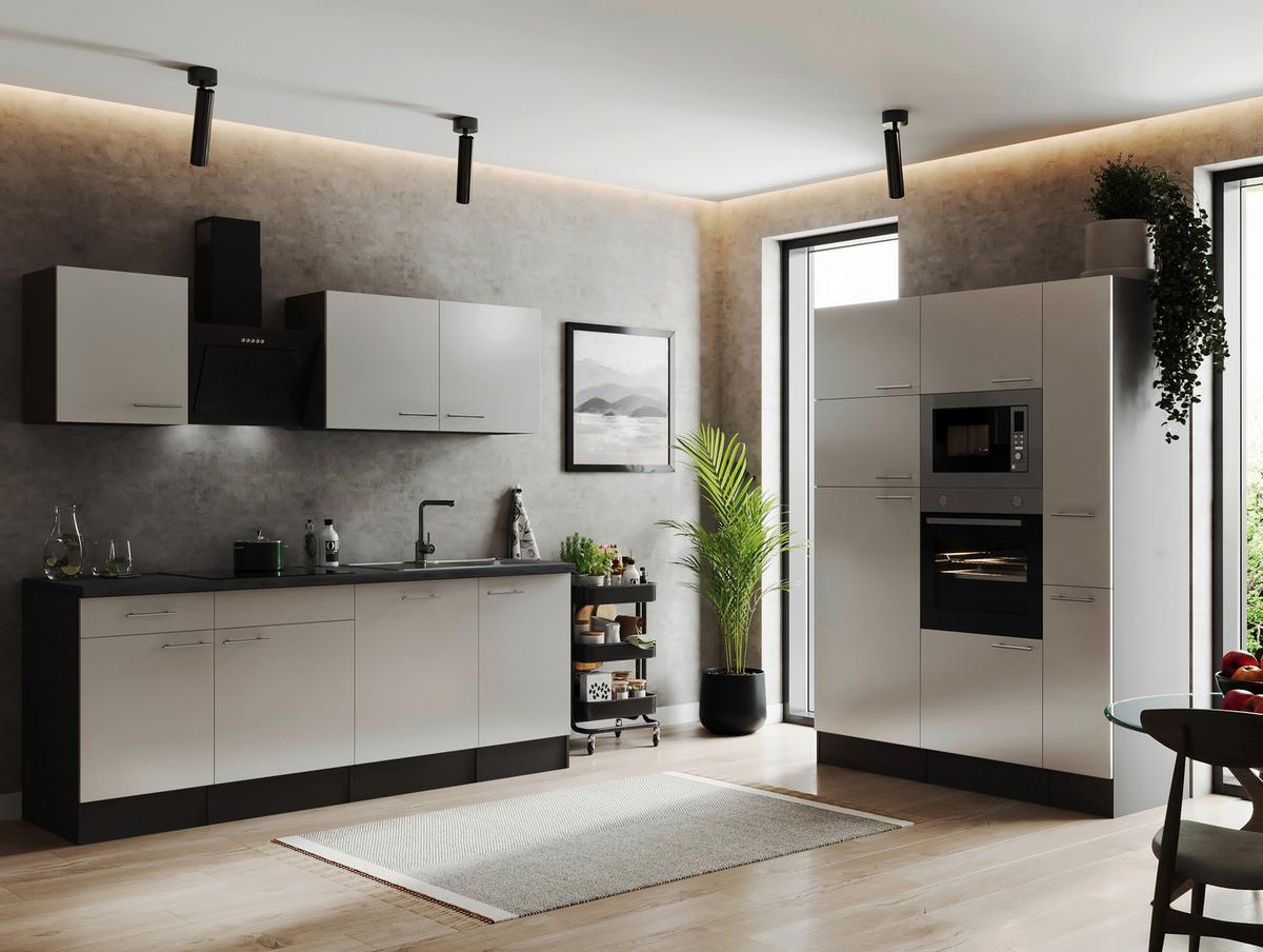 Küchenblock Oliver Grau, Weiß B: 370 Cm - Weiß/Grau, Design, Holzwerkstoff (370cm) - Respekta