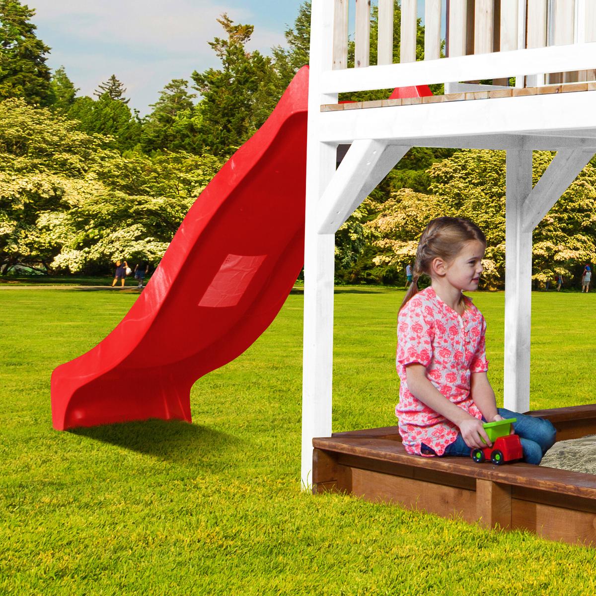 Spielturm A030.152.21 - Rot/Braun, KONVENTIONELL, Holz/Kunststoff (541/291/277cm) - Ambia Garden