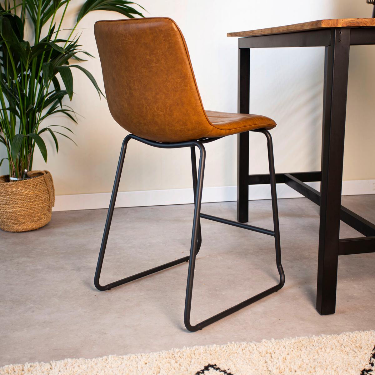 Barhocker-set Milan - Cognac/Schwarz, KONVENTIONELL, Kunststoff/Textil (49/98/54,5cm) - MID.YOU