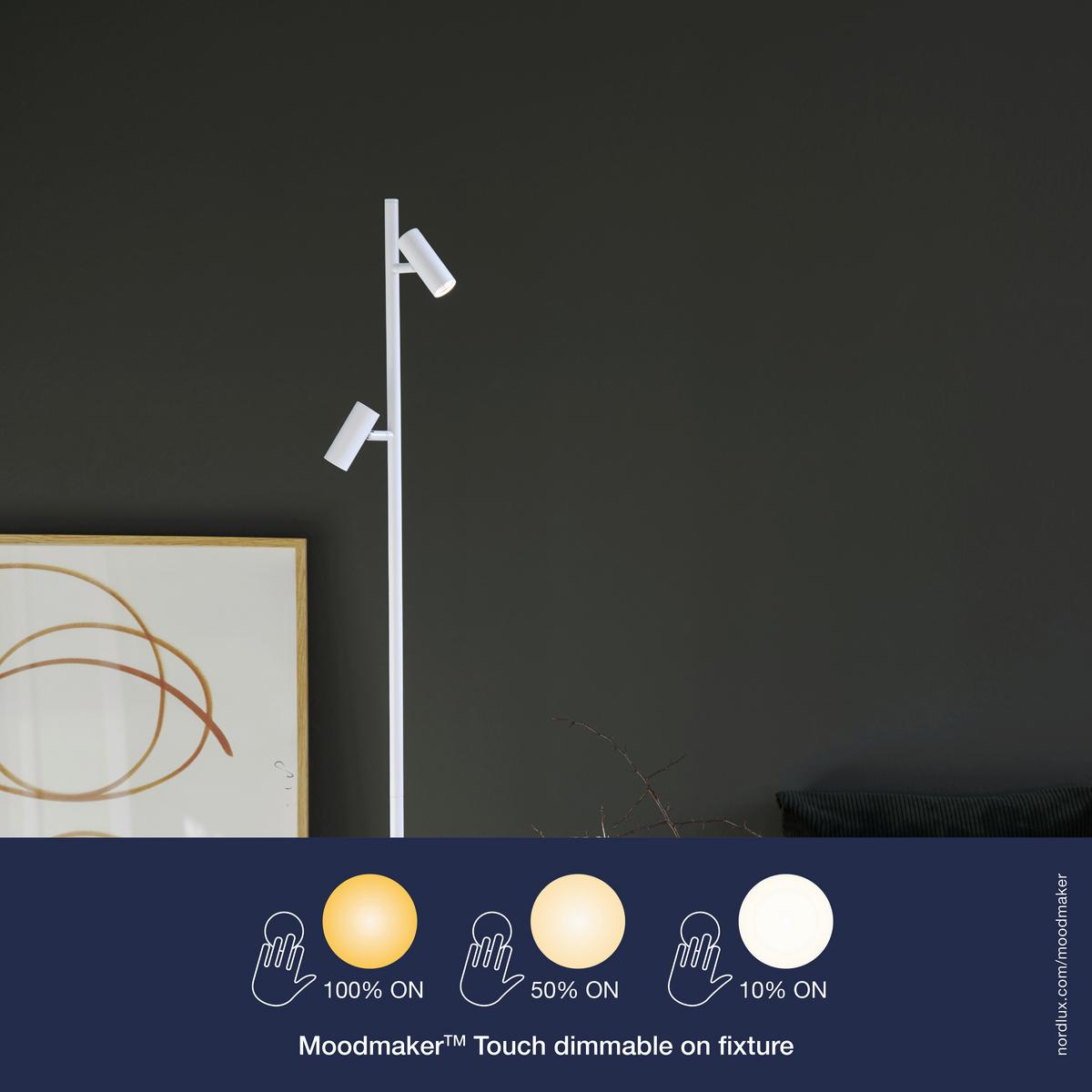 LED-Stehleuchte Omari Weiß  H: 141 cm - Weiß, Design, Metall (141cm) - Nordlux