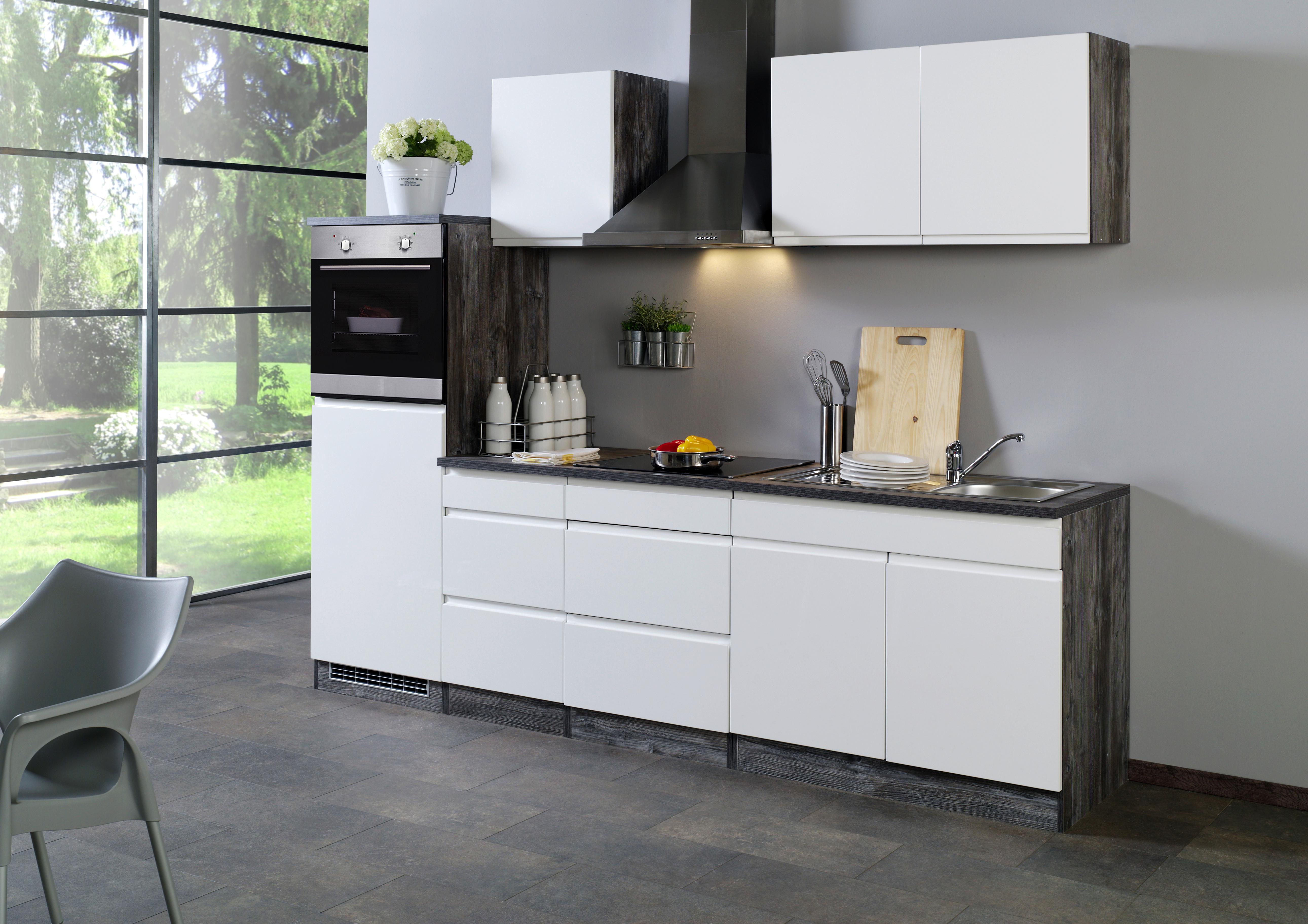 Küchenblock Cardiff B: 270 cm Weiß/vintage - Eichefarben/Weiß, Basics, Holzwerkstoff (270/200/60cm)