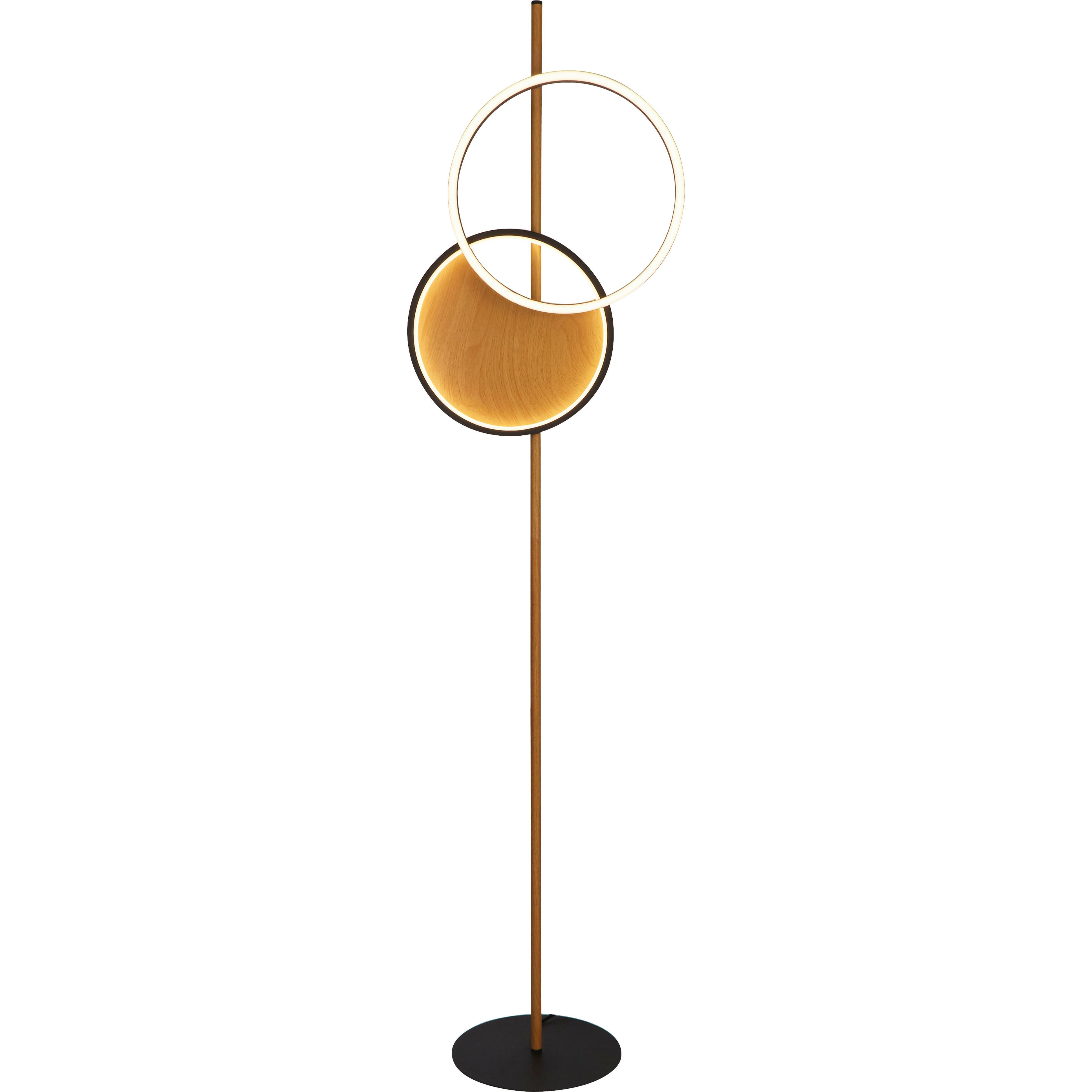 LED-Stehleuchte Eu36302-1bk - Schwarz/Braun, Design, Kunststoff/Metall (38.5/25/150cm)