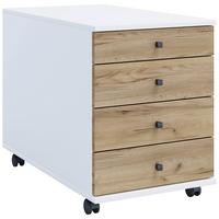 Rollcontainer Lona Weiß Honigeiche Dekor - Honigeiche/Schwarz, Design, Holzwerkstoff/Kunststoff (42/57/75cm) - MID.YOU