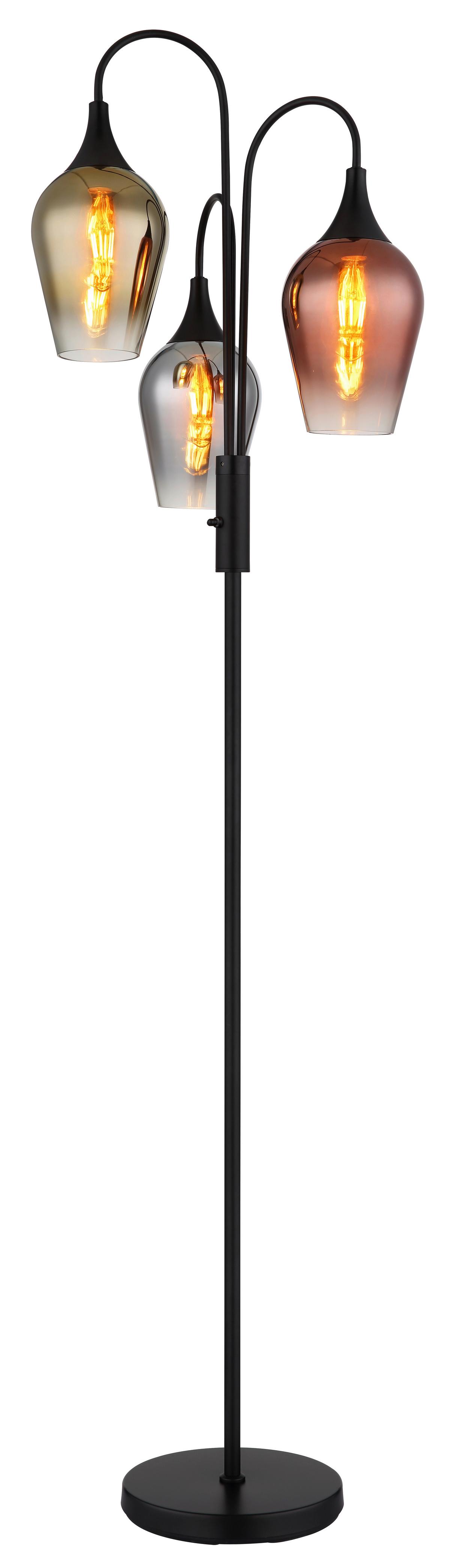 Stehleuchte 15552-3s - Klar/Chromfarben, Design, Glas/Metall (43/165cm) - Globo