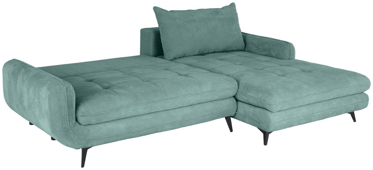 Ecksofa Wave - Türkis/Schwarz, MODERN, Holz/Textil (266/189cm)