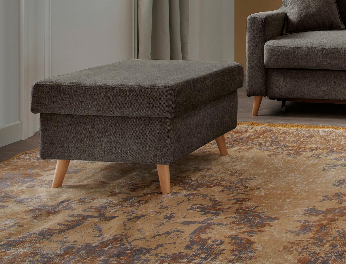 Hocker Valentina Buche Braun Sitz Gepolstert H: 43 cm - Naturfarben/Braun, KONVENTIONELL, Textil (61/43/61cm) - P & B