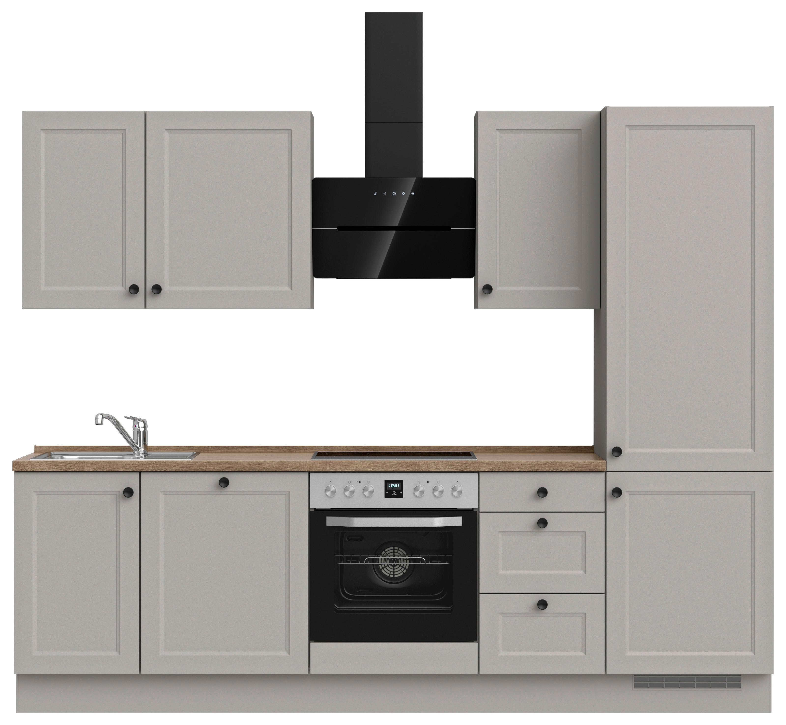 Kuchynská linka 270 cm, kamenná sivá supermatná - čierna/sivá, Modern, kov/kompozitné drevo (270cm) - Nobilia