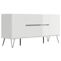 Sideboard Posseik Industrial Weiß B: 155 Cm - Weiß Hochglanz/Schwarz, Design, Holzwerkstoff (155/75,8/42cm) - P & B