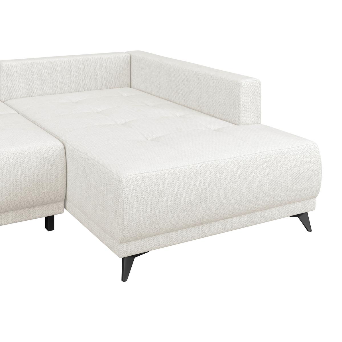 Ecksofa mit Schlaffunktion & Bettkasten Texas Creme - Creme/Schwarz, KONVENTIONELL, Holz (259/203cm)