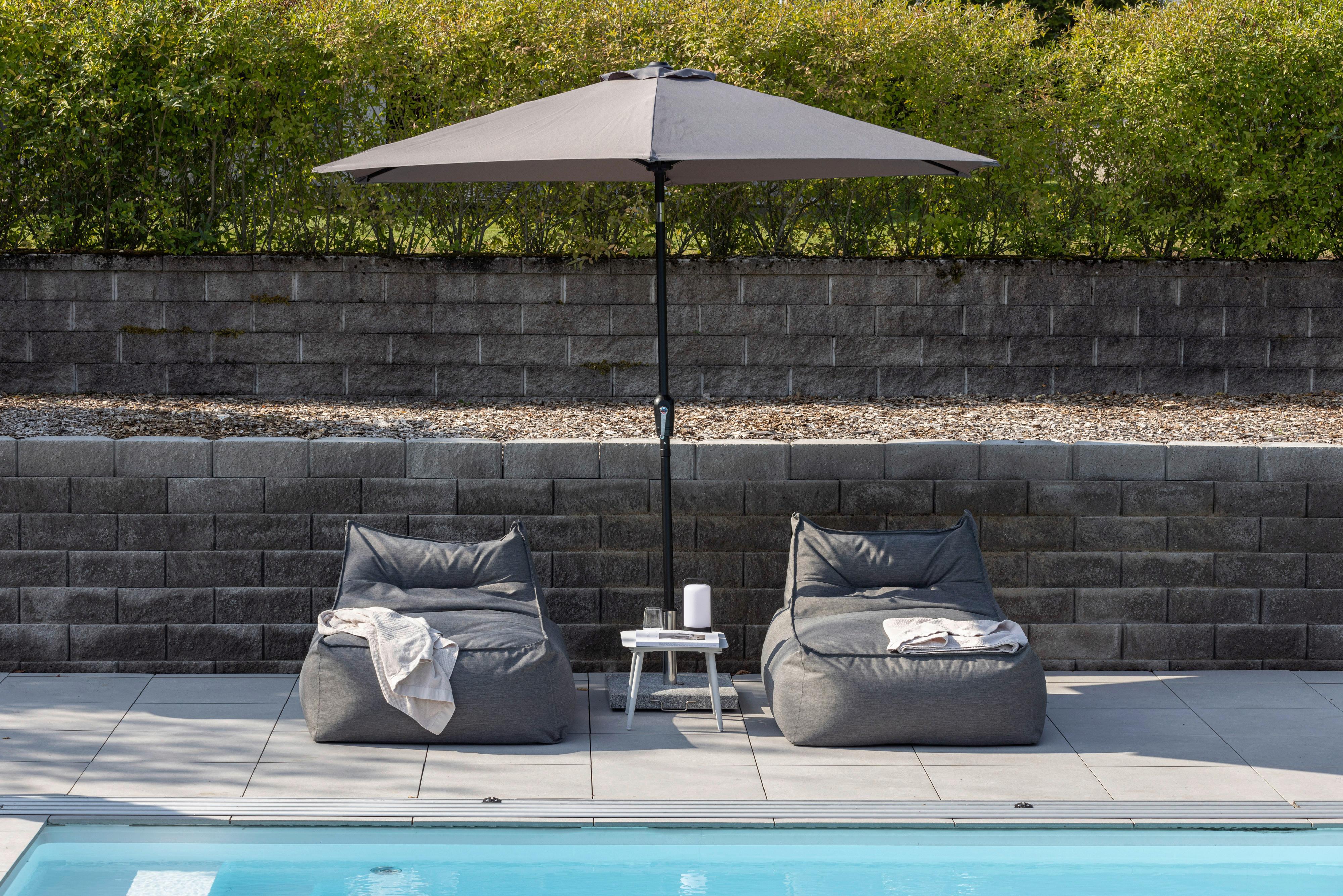 Sonnenschirm Leeds DM: 300cm H: 243cm Grau - Grau, KONVENTIONELL, Textil/Metall (300/300cm) - Gardenson