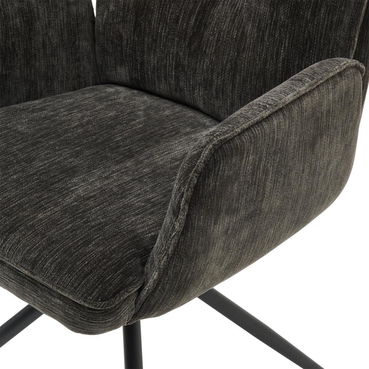 Armlehnstuhl Milena Webstoff Dunkelgrau, B: 58,5cm - Dunkelgrau/Schwarz, KONVENTIONELL, Textil/Metall (58,5/86/66cm) - MID.YOU