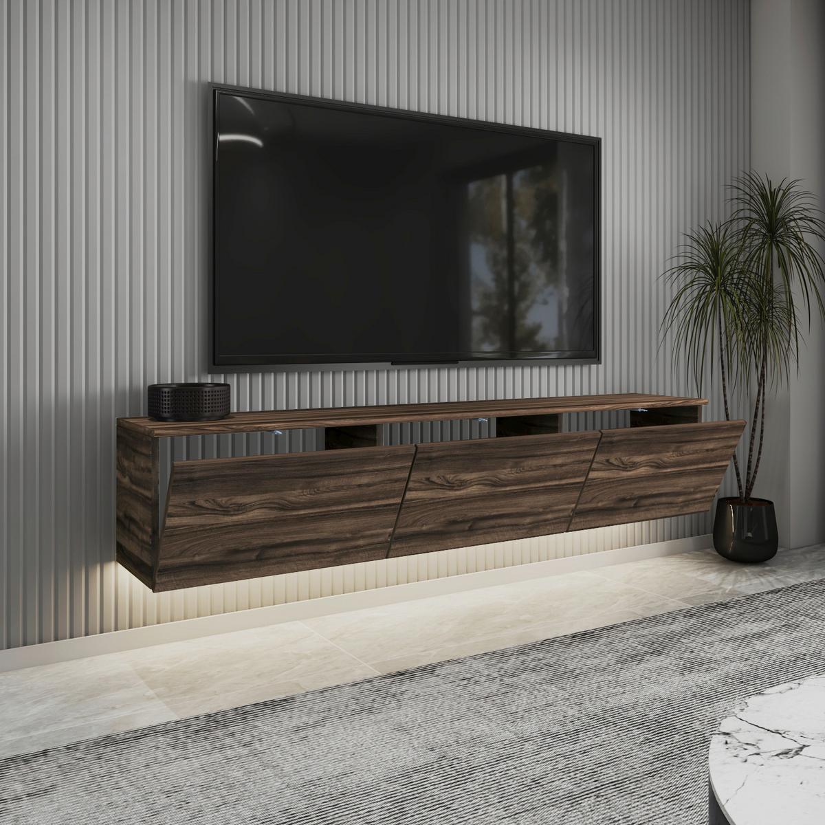 LOWBOARD Neon Nussbaumfarben B: 160cm - Eichefarben/Nussbaumfarben, Design, Holzwerkstoff (160/35/32cm) - Livetastic