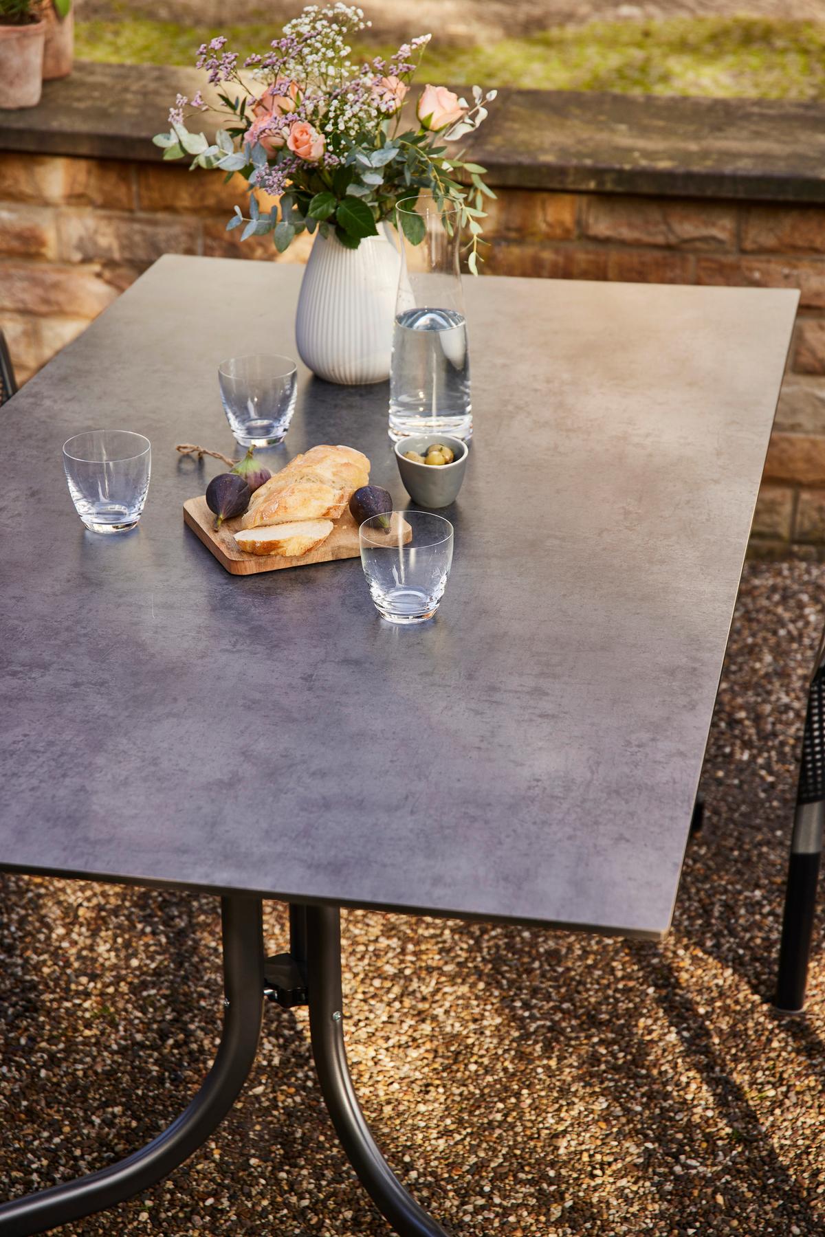 Gartentisch Klappbar Metall /Kunststoff/Holz L 160 cm - Anthrazit, KONVENTIONELL, Holzwerkstoff/Kunststoff (160/90/71cm) - Siena Garden