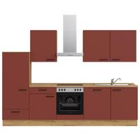 Küchenleerblock Easytouch Low-Line, L10 Links - Eichefarben/Rot, MODERN, Holzwerkstoff (300cm) - Nobilia