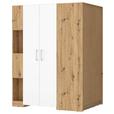 Eckschrank Begehbar mit Regal 120cm Box, Eiche Dekor/Weiß - Eichefarben/Weiß, MODERN, Holzwerkstoff (120/205/150cm) - Ondega