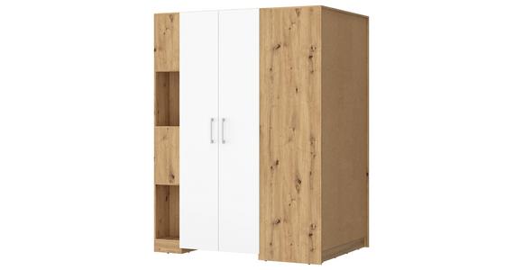 Eckschrank Begehbar mit Regal 120cm Box, Eiche Dekor/Weiß - Eichefarben/Weiß, MODERN, Holzwerkstoff (120/205/150cm) - Ondega