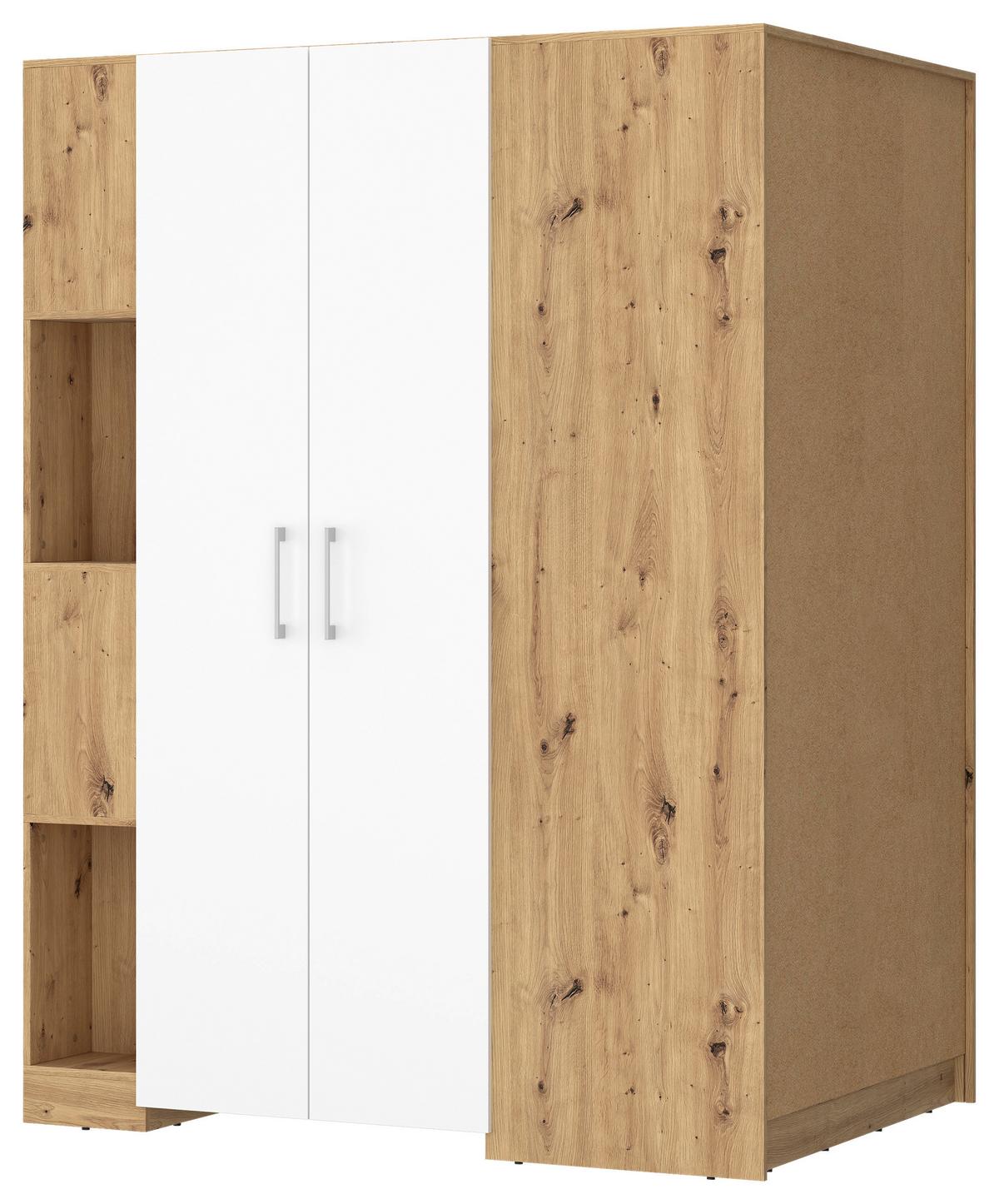 Eckschrank Begehbar Mit Regal 120cm Box, Eiche Dekor/weiß - Weiß/Eiche Artisan, MODERN, Holzwerkstoff (120/205/150cm) - Ondega