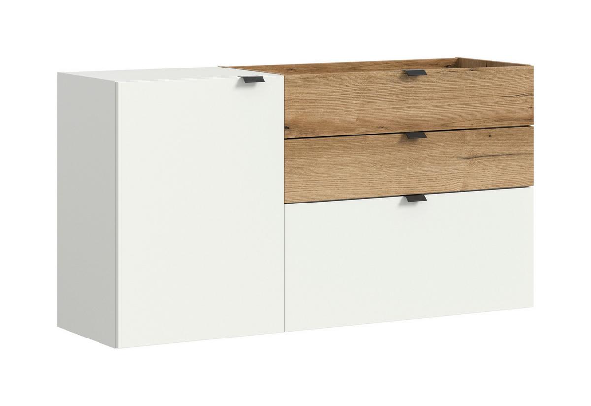 Kommode Naro Weiß/ Eiche dunkel Dekor B: 120cm - Eiche dunkel/Weiß, Design, Holzwerkstoff (120/64/37cm) - Livetastic