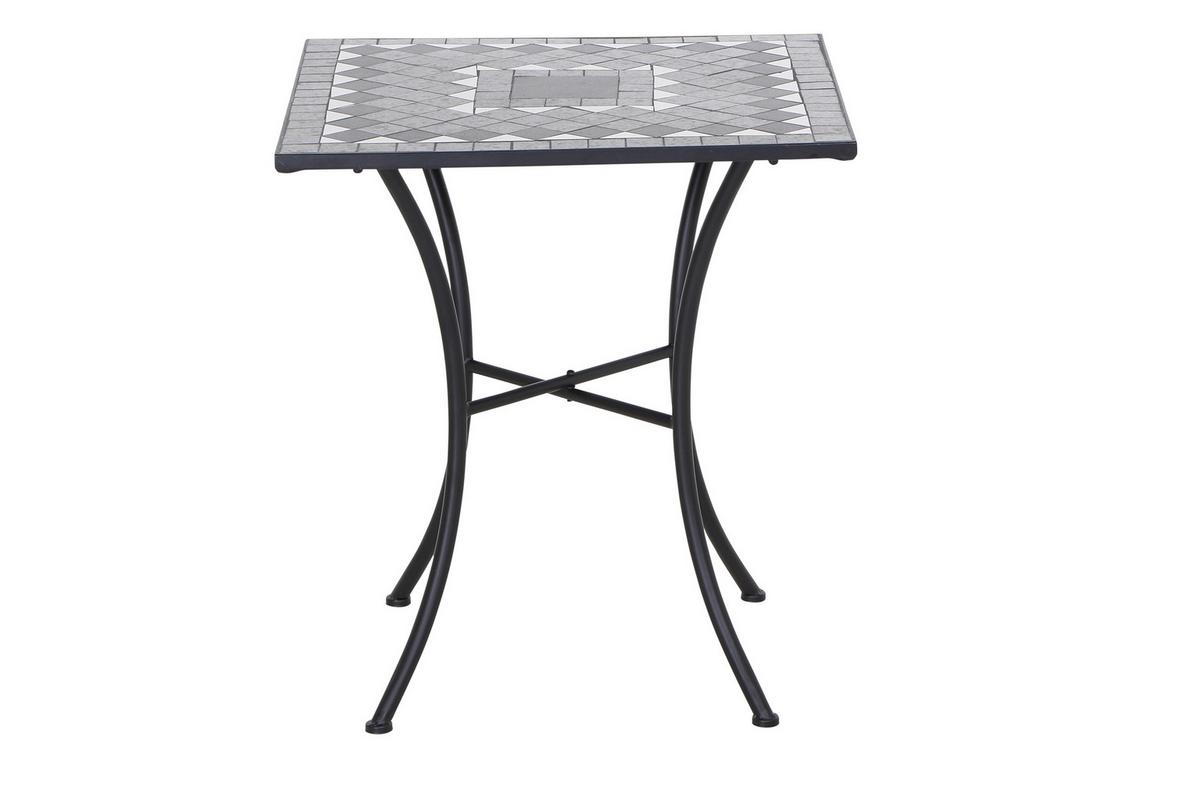 Gartentisch Como Metall/Keramik L 64 cm - Schwarz, KONVENTIONELL, Keramik/Metall (64/64/71cm) - Siena Garden