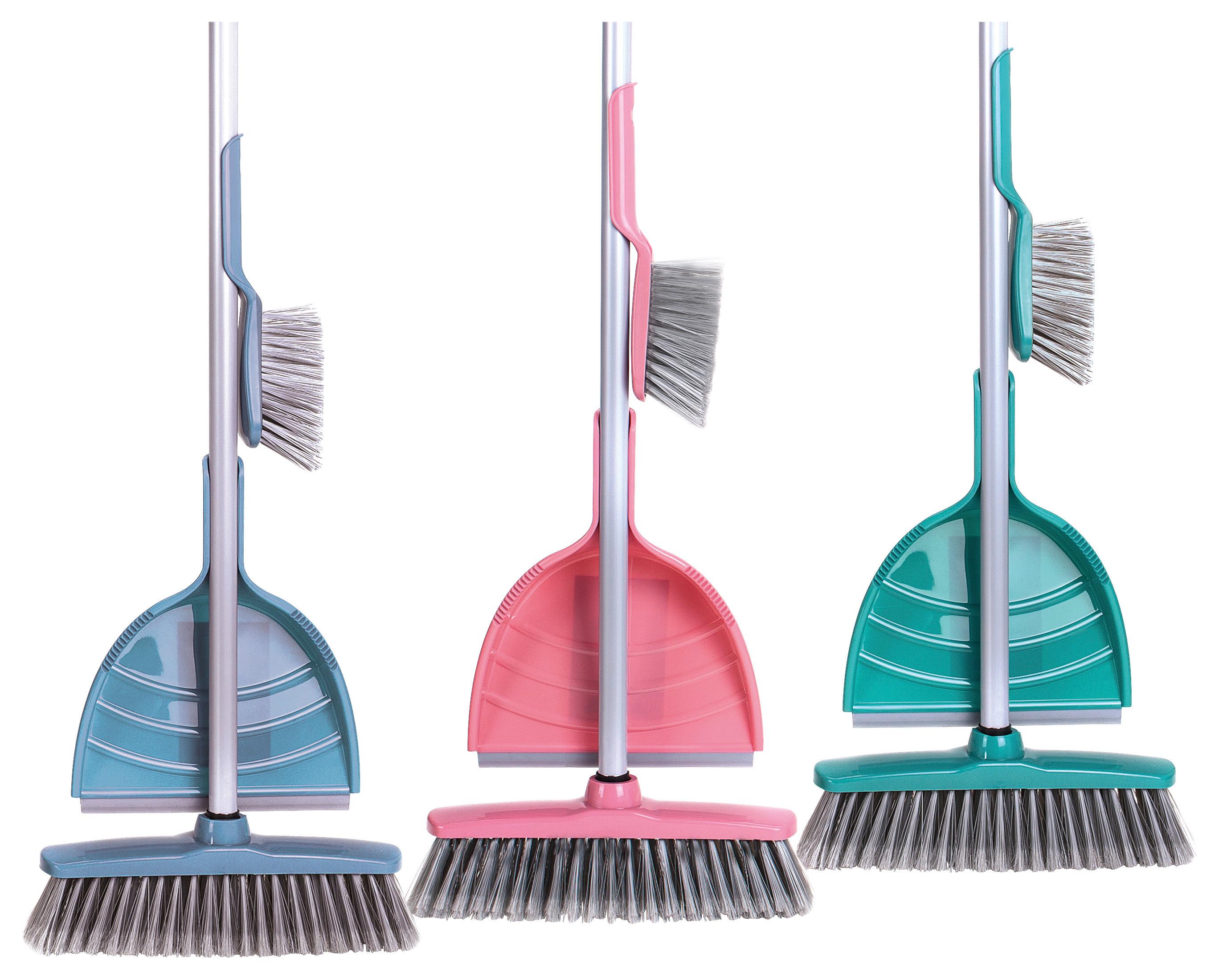 Kehrgarnitur Andi Zimmerbesen, Handbesen, Schaufel Kunststoff - Blau/Rosa, KONVENTIONELL, Kunststoff (116/30/7cm) - Homezone