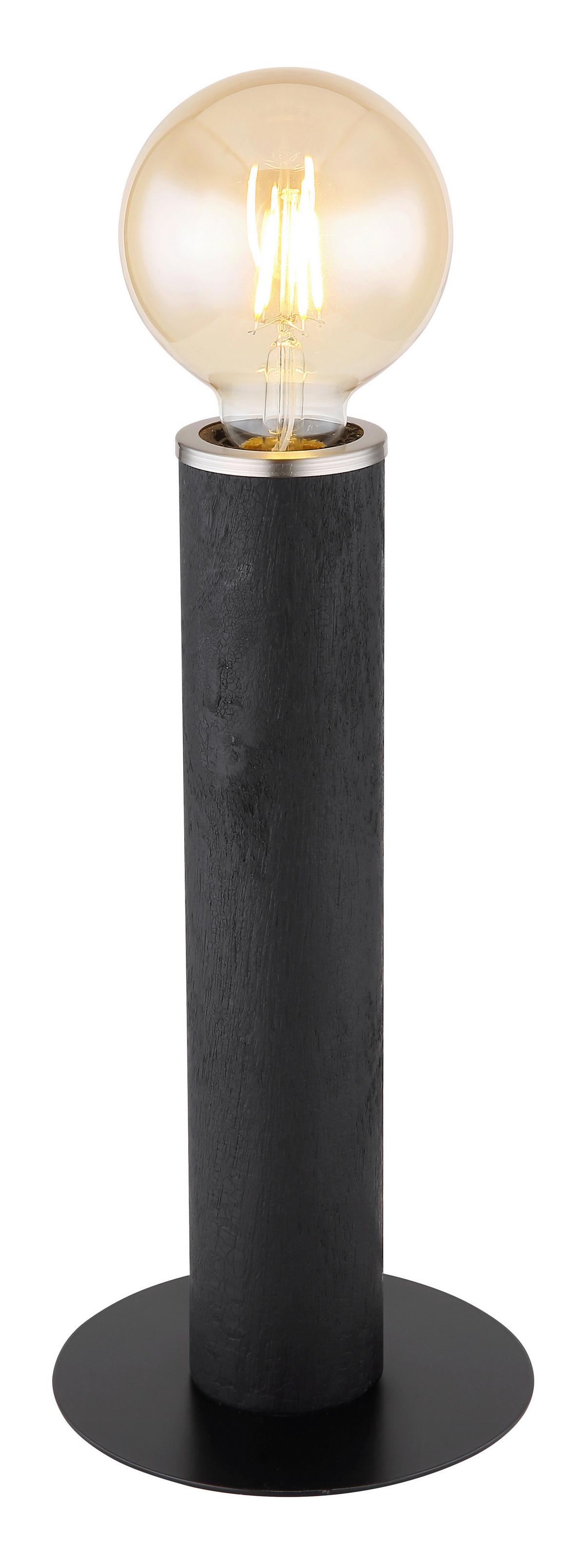 Tischlampe Schwarz/ Nickelfarben Mit Schalter - Schwarz/Nickelfarben, Basics, Holz/Textil (15/30,5cm) - Globo