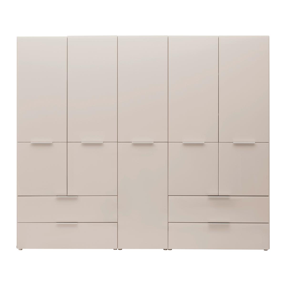 Skriňa s otočnými dverami SIENA, šírka 250 cm - kašmírová/chrómová, Konventionell, kov/kompozitné drevo (250/212/57cm)